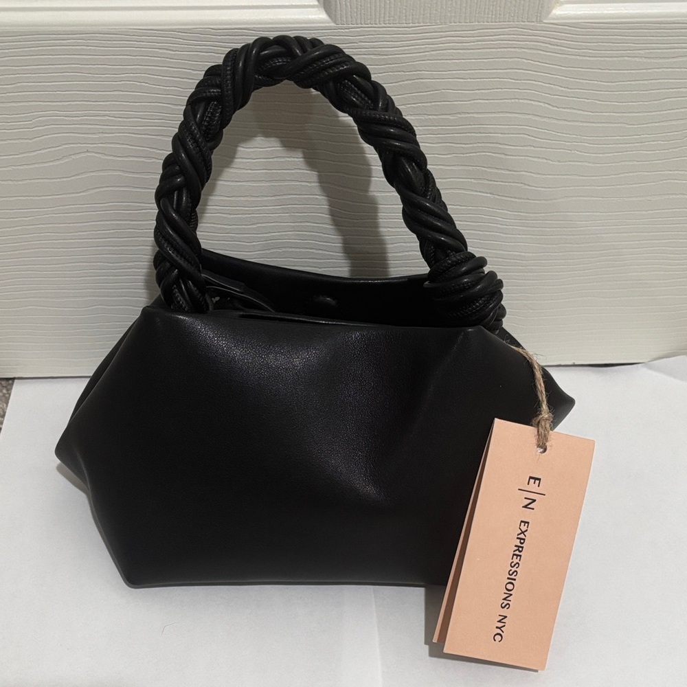 NWT-Expressions NYC Black Mini Bag with Braided Handle
